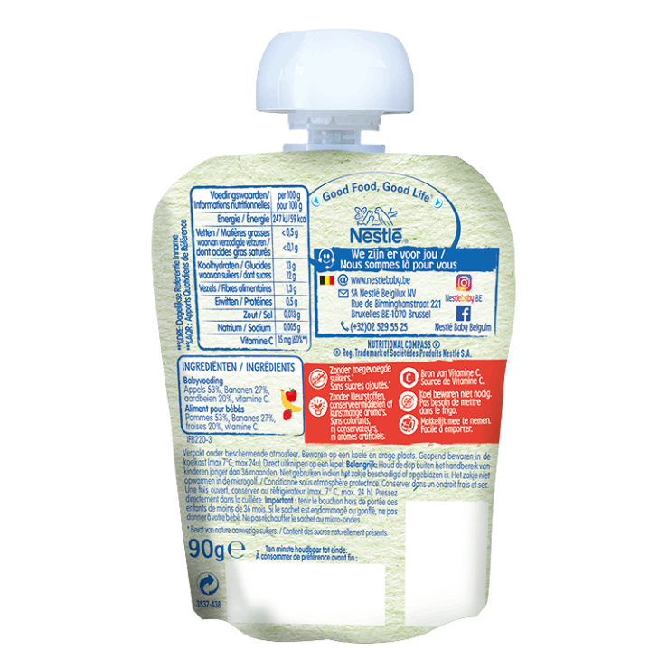 Nestlé Baby Fruit Pouch Pomme Banane Fraise