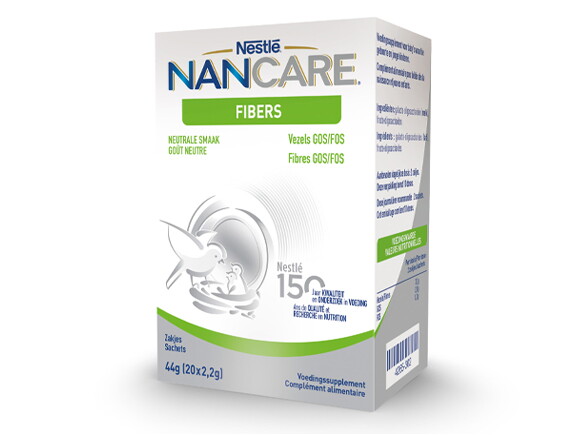Een doos NANCARE® Fibers voedingsupplementen van Nestlé
