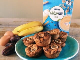 Banana cupcakes met NaturNes Bio Tarwe & Haver