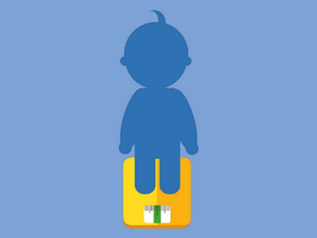 Een baby op een weegschaal – Nestlé FamilyNes