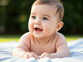A baby lying on a blanket  A baby lying on a blanket