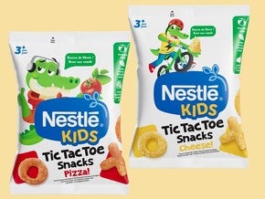 Nestlé Kids Tic Tac Toe snacks in pizza- en kaasvarianten.