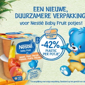 Milieuvriendelijke verpakking voor fruitpotjes zonder deksel
