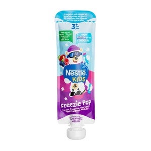 Emballage des glaces « Nestlé Kids Freeze Pop » avec un dessin d'ours polaire.