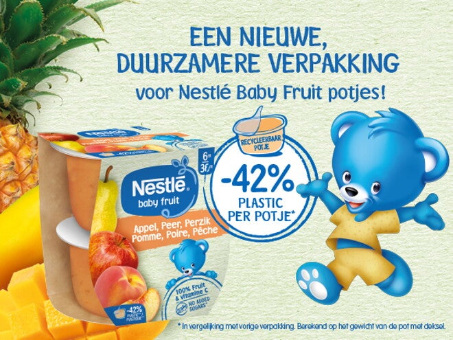 Milieuvriendelijke verpakking voor fruitpotjes zonder deksel