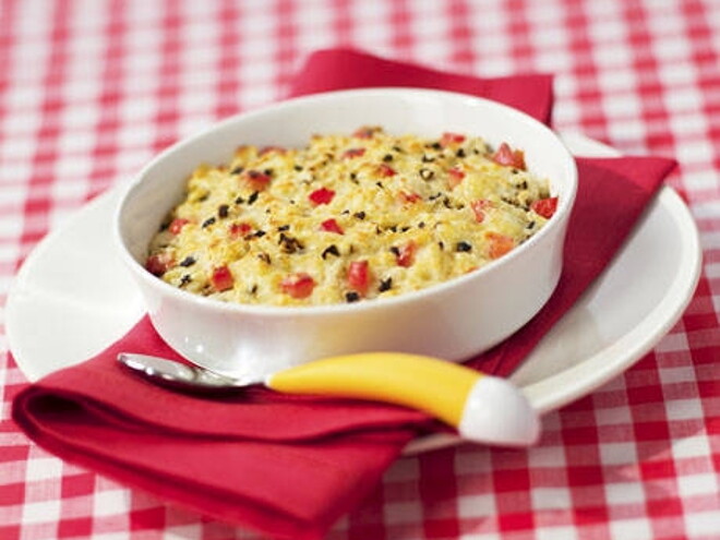 Mini tomaat- olijvengratin Mini tomaat- olijvengratin