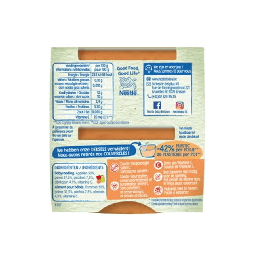 Nestlé Baby Fruit Compote Pomme Poire Pêche Sans couvercles