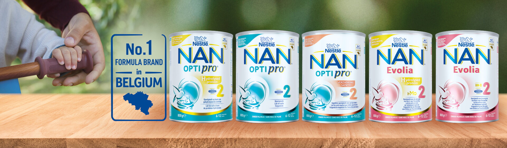 Banner - NAN Optipro en Evolia assortiment zuigelingenvoeding