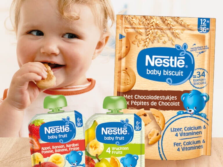 Fruitpap en babykoekjes onze producten Nestlé Baby