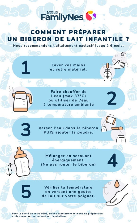 Baby bottle preperation infographic FR