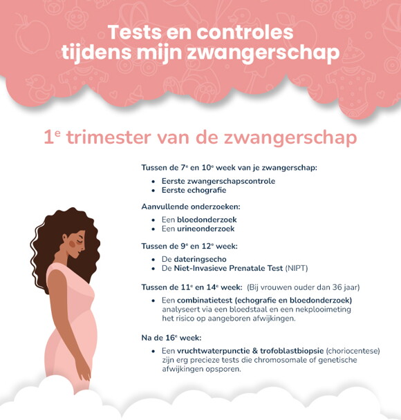 Tests en controles tijdens zwangerschap 1e trimester weken_nl