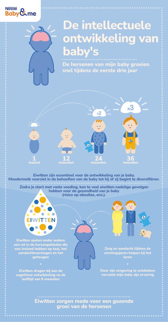 Infographic de intellectuele ontwikkeling van de babys